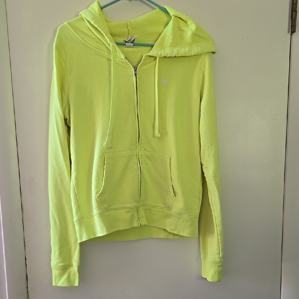 PINK Women's Lime Green Zip-Up Hoodie